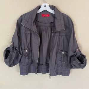 GUESS cropped full zip bomber jacket